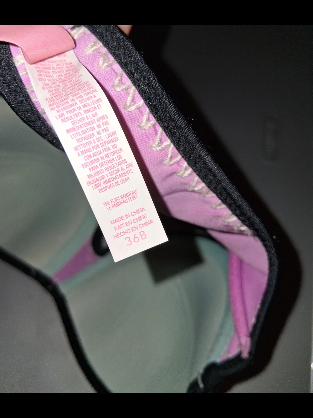 Women's Victoria's Secret Strapless Bikini Top Size 36B Knit Cups Padded Wired